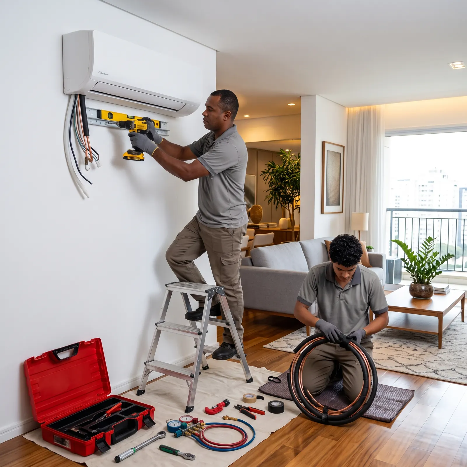 Instalação de ar-condicionado split em apartamento